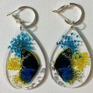 Blue, Yellow Butterfly Handmade Resin Jewelry